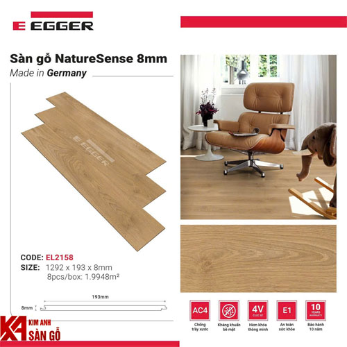 Sàn Gỗ Công Nghiệp Đức 8MM EGGER-EL2158